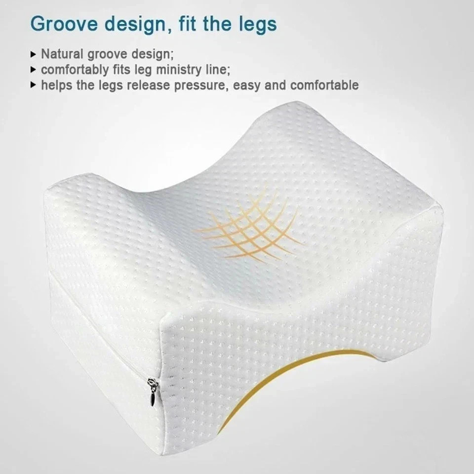 Knee Leg Pillow For Sleeping Cushion Support Between Legs Rest Memory Foam white