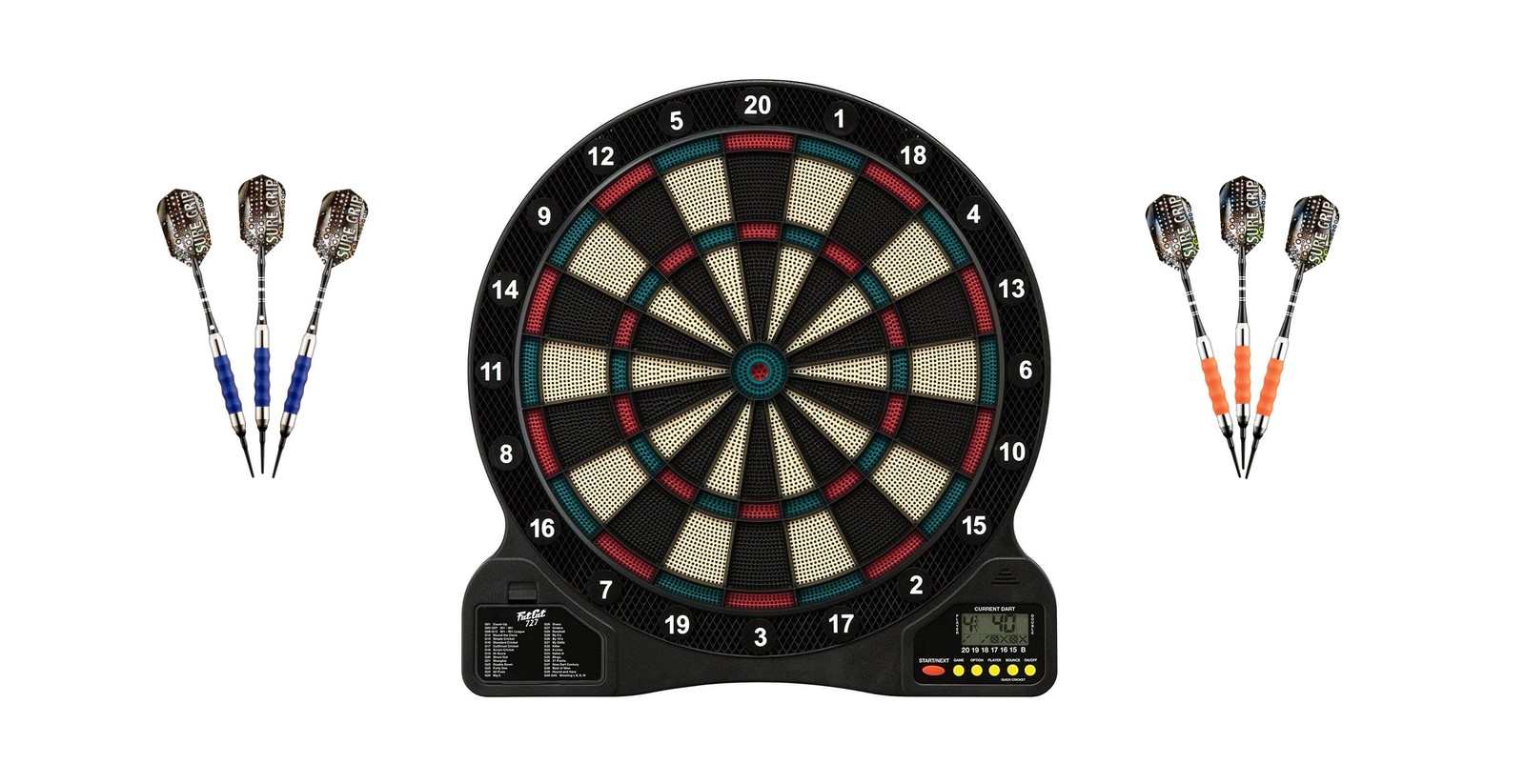 Electronic Soft Tip Dartboard + Viper Orange Darts 18 Grams + Blue Darts