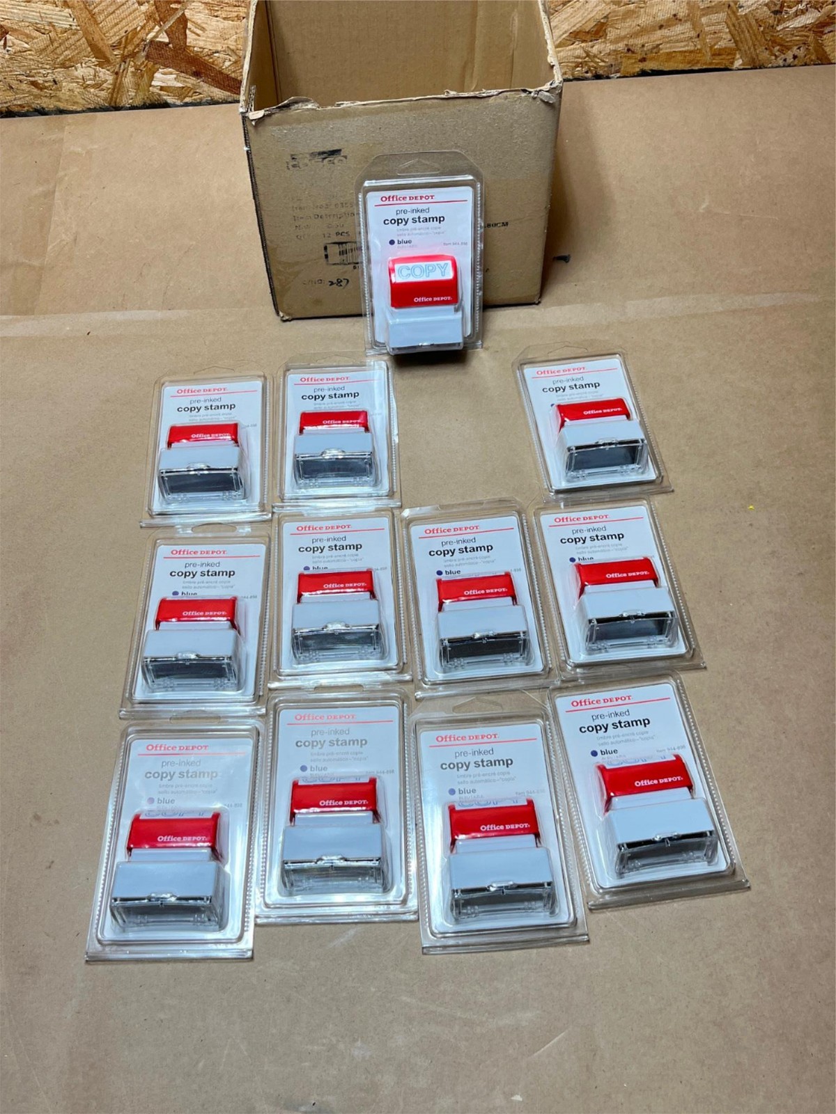 12x Office Depot Brand Pre-inked Copy Stamp - Blue