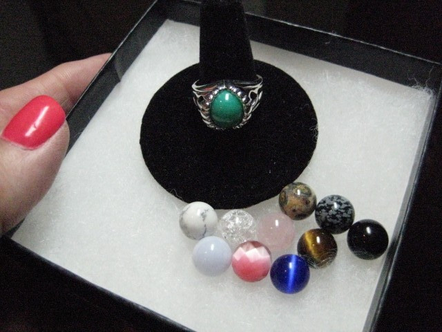 10 MM INTERCHANGEABLE STERLING SILVER RING WITH 11 ORBS /SPHERES BALLS SZ 7