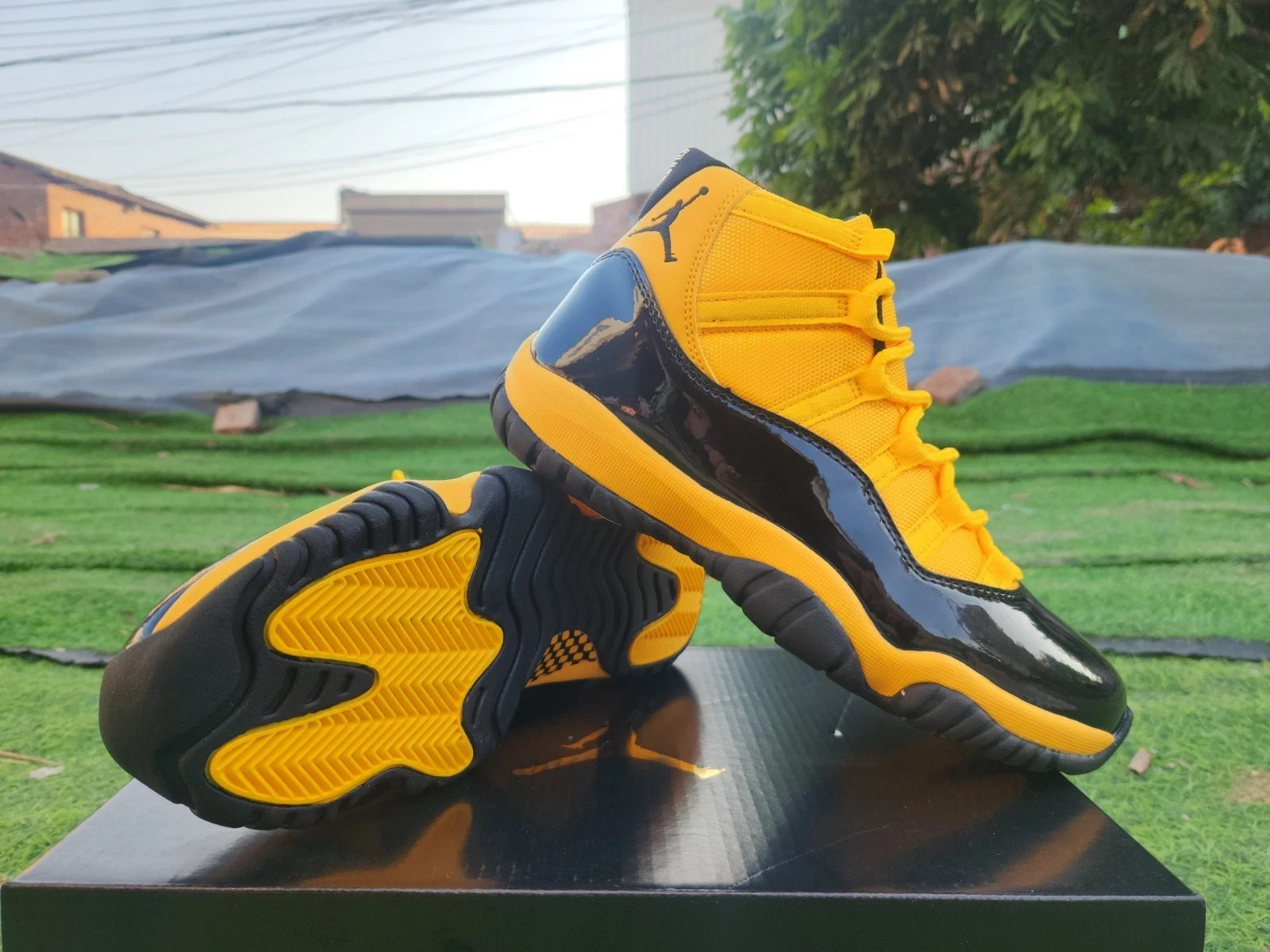 Jordan 11 Gamma Black and Yellow Men's Size US 7-12