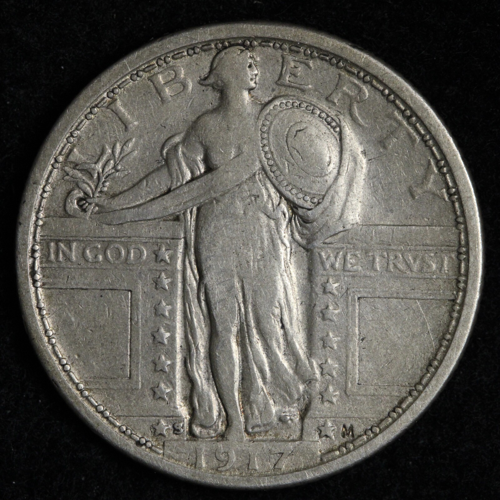 1917-S TYPE 1 Standing Liberty Silver Quarter XF+ E248 KYCEQ