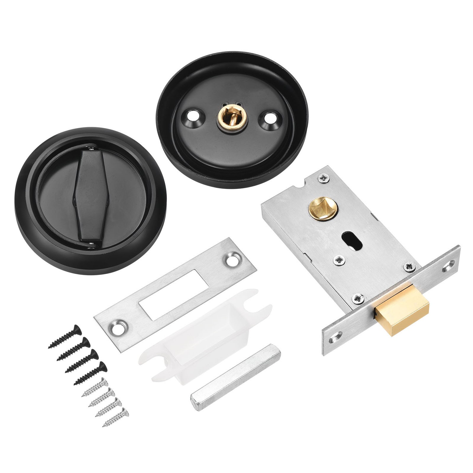 Round Recessed Door Lock, Black