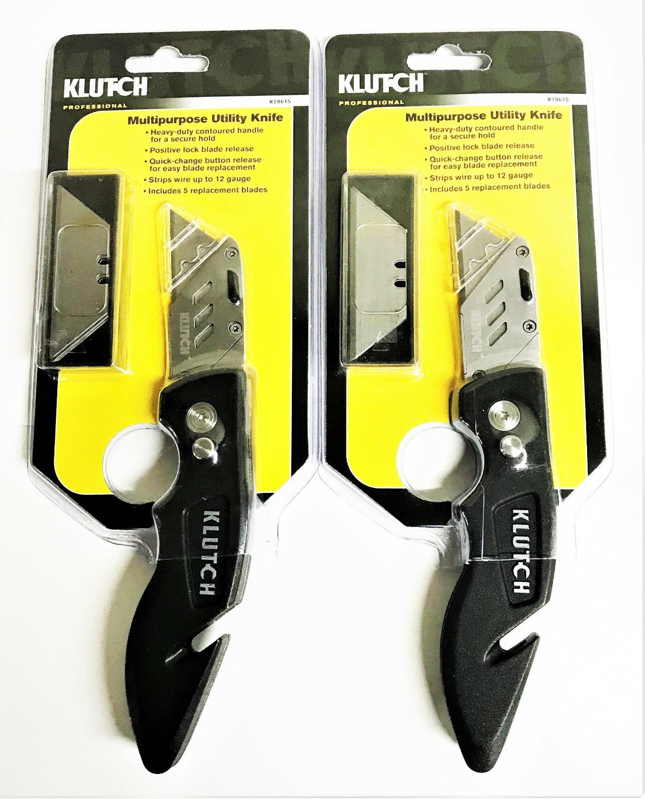 2 KLUTCH PRO LOCK BACK FOLDING UTILITY KNIVES PLUS 10 BLADES RAZOR KNIFE 19615