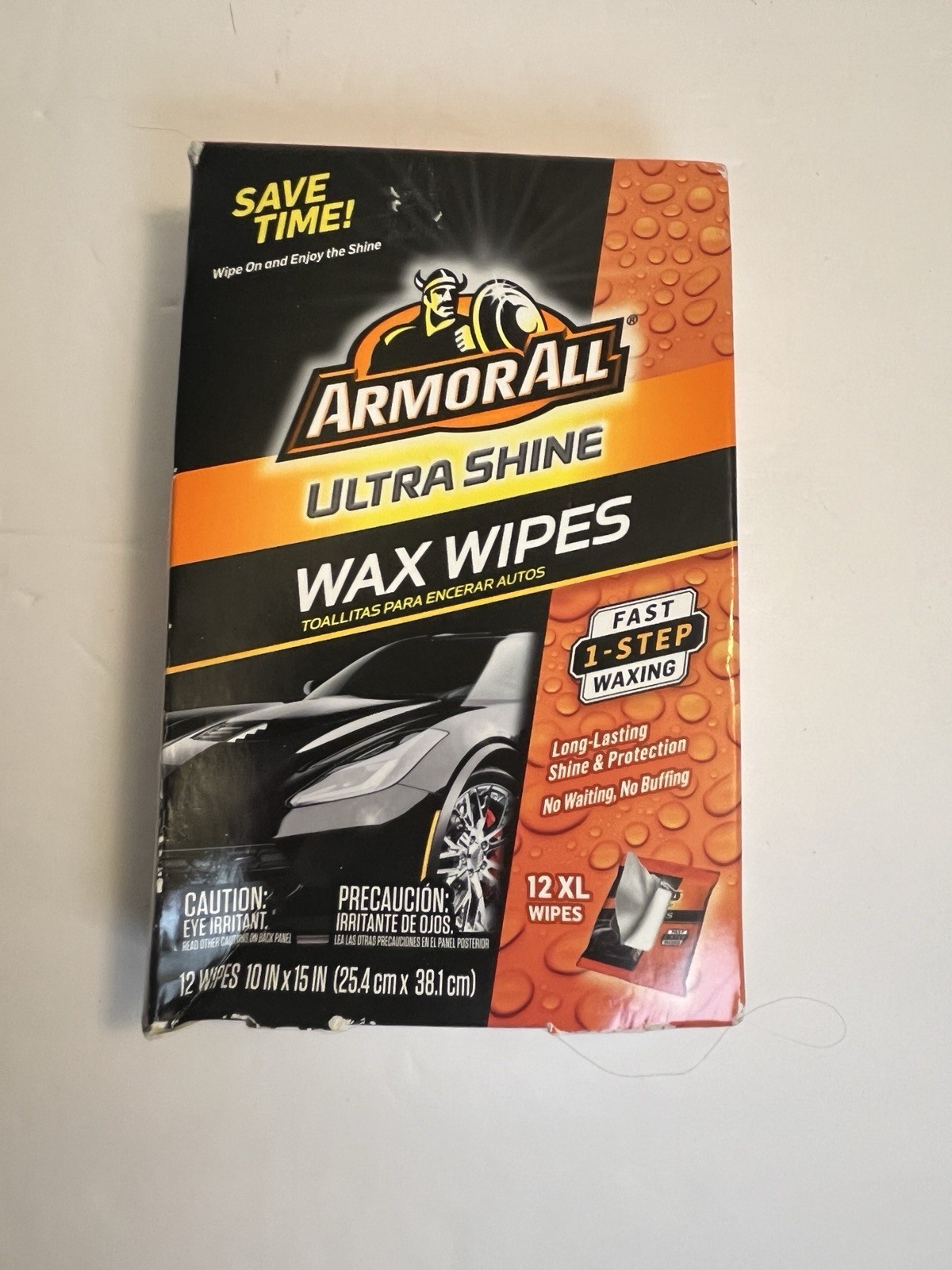 Armor All Ultra Shine Wax Wipes. 12 Count Extra Large. New Sealed. Box Damage
