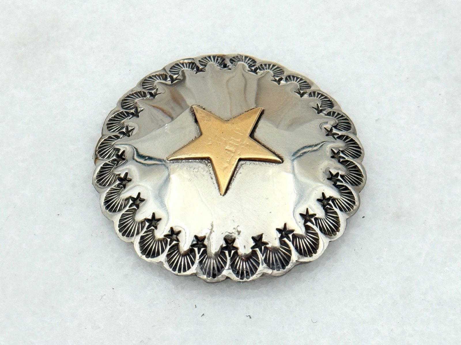 Vintage Single Concho Conchos Brass Star Western Rodeo