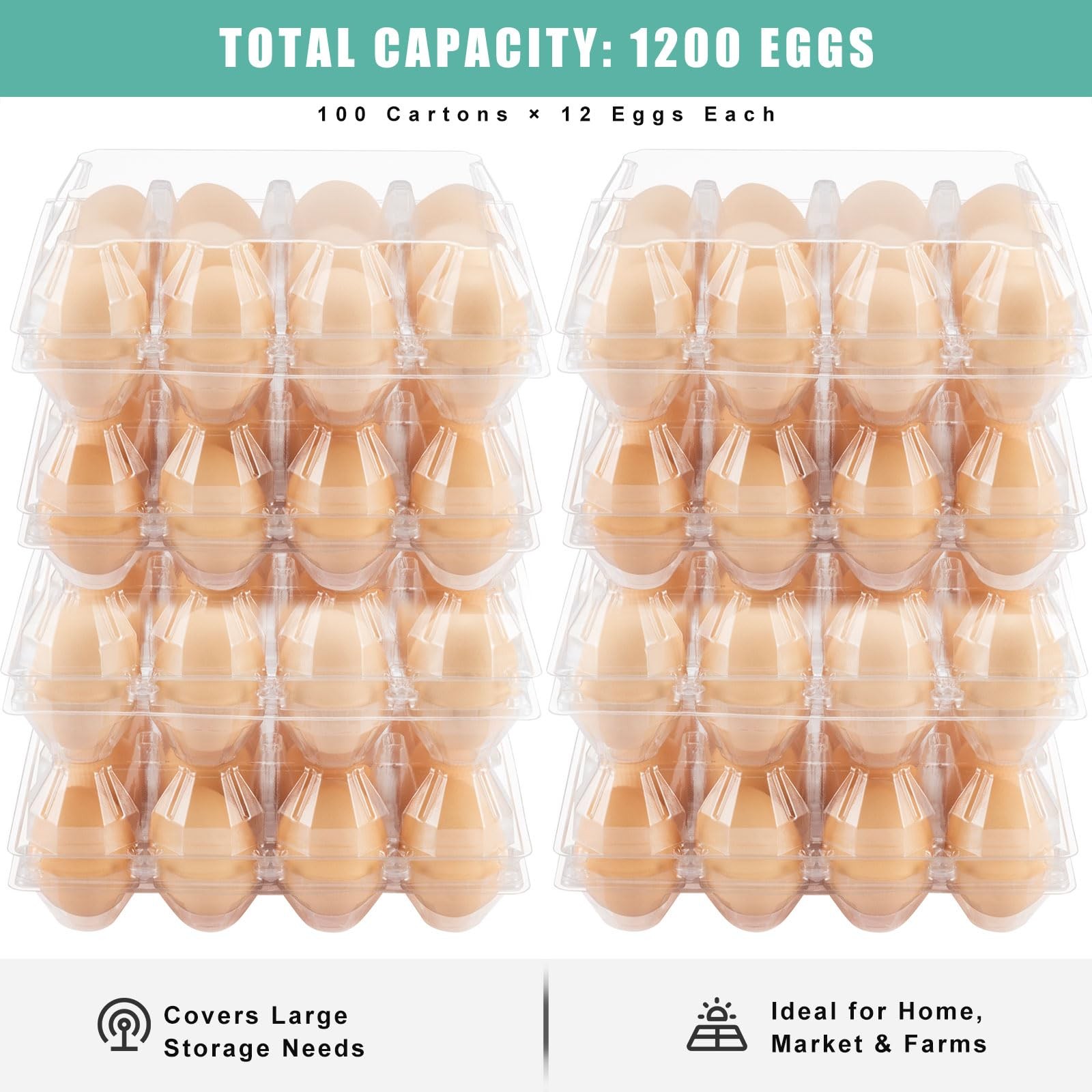 100 Packs Egg Cartons Cheap Bulk Plastic for 12 Eggs Clear Egg Cartons