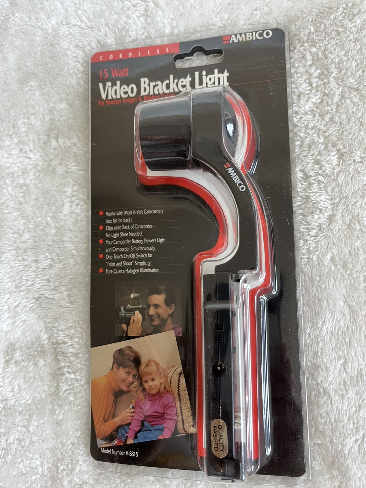 15 Watt Video Bracket Light For 6-Volt 8mm & VHS-C Camcorders AMBICO Cordless