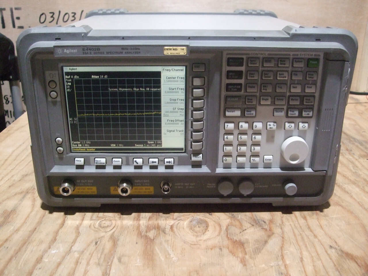 HP Agilent Keysight E4402B Spectrum Analyzer OPT *1D5 1D6 1DN 1DR 1DS A4H AYX BA