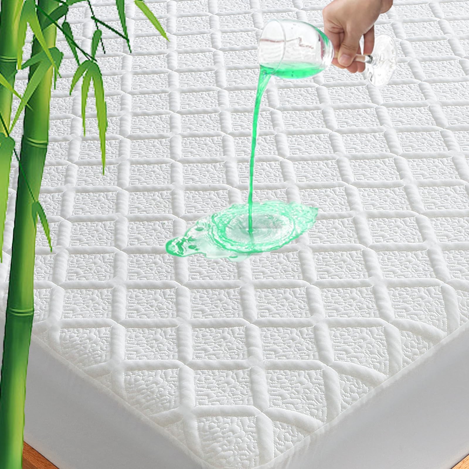 UNILIBRA Waterproof Twin Size Mattress Protector, 3D Air Rayon Twin, White