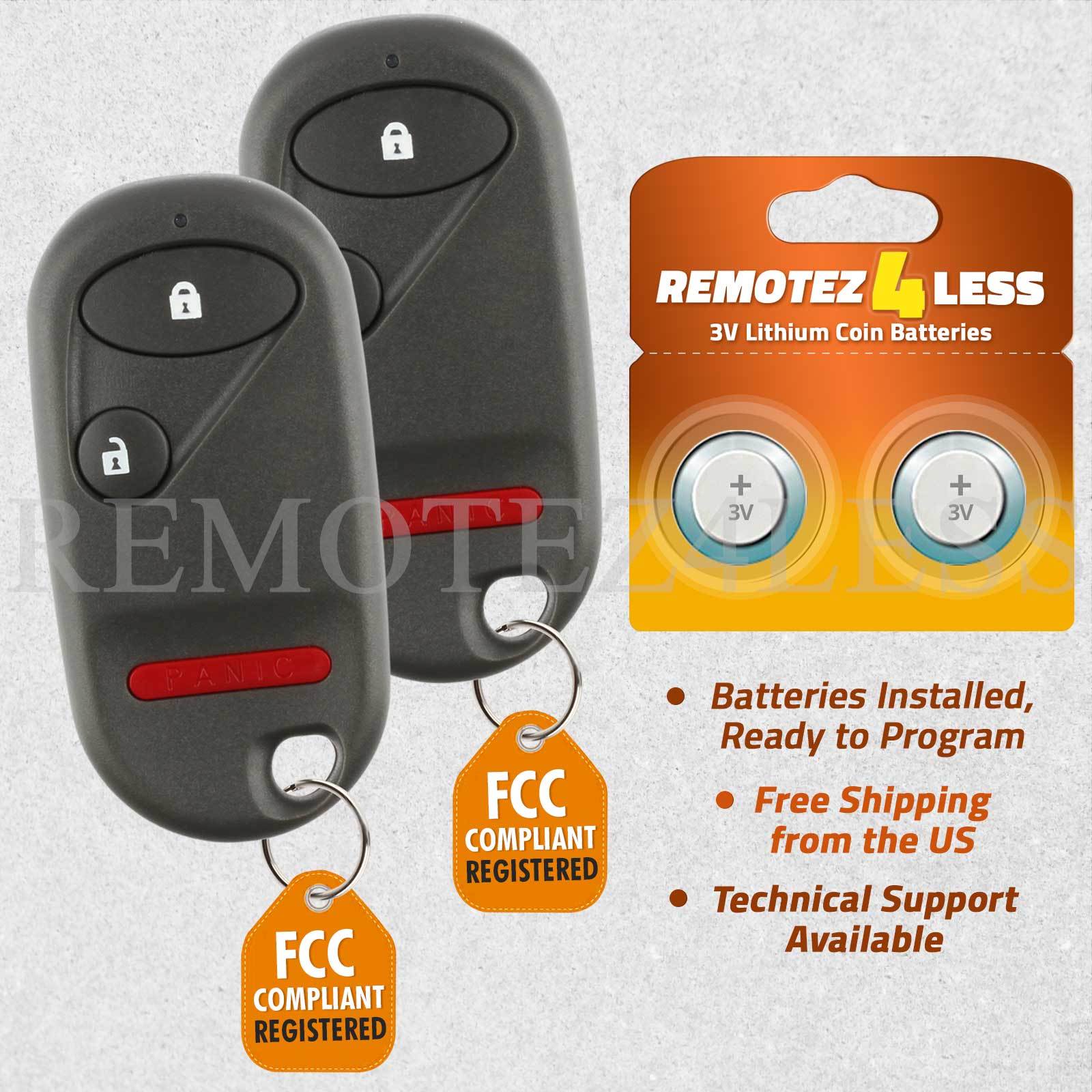 2 For 1996 1997 1998 1999 2000 Honda Civic Remote Car Keyless Entry Key Fob
