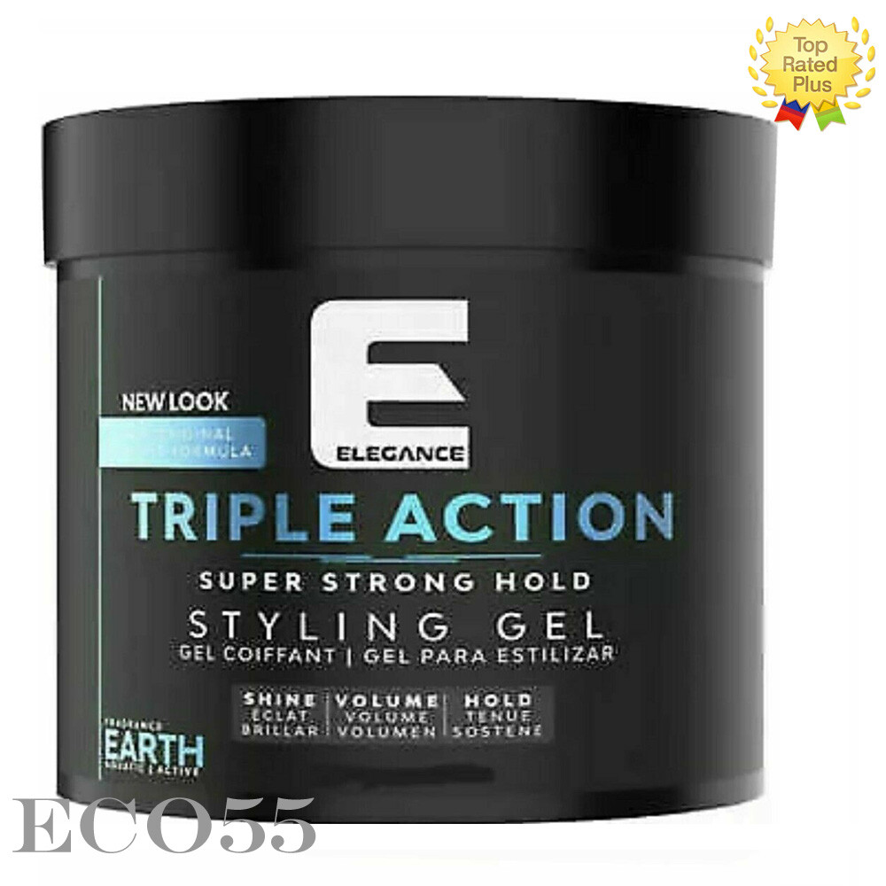 Elegance hair gel triple action extra strong hold earth 33.81oz/1000ml