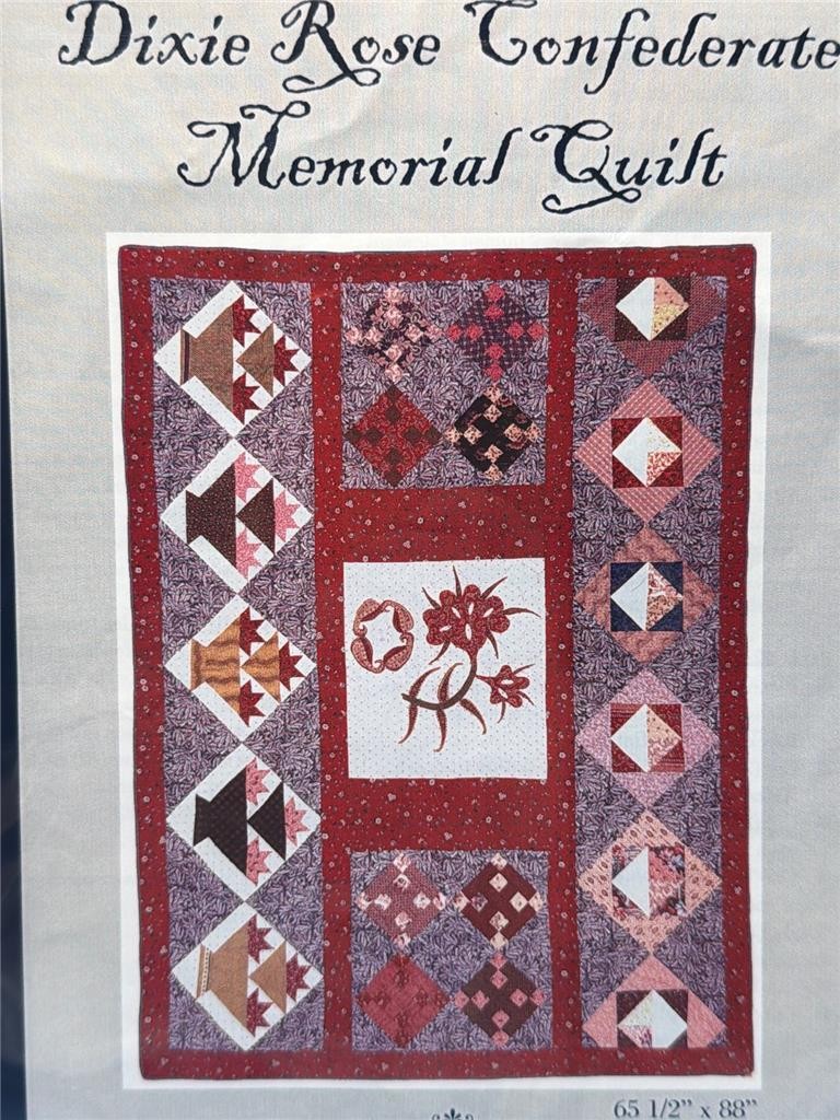 PEACE CREEK PATTERN CO. Civil War Pattern DIXIE ROSE CONFEDERATE MEMORIAL QUILT