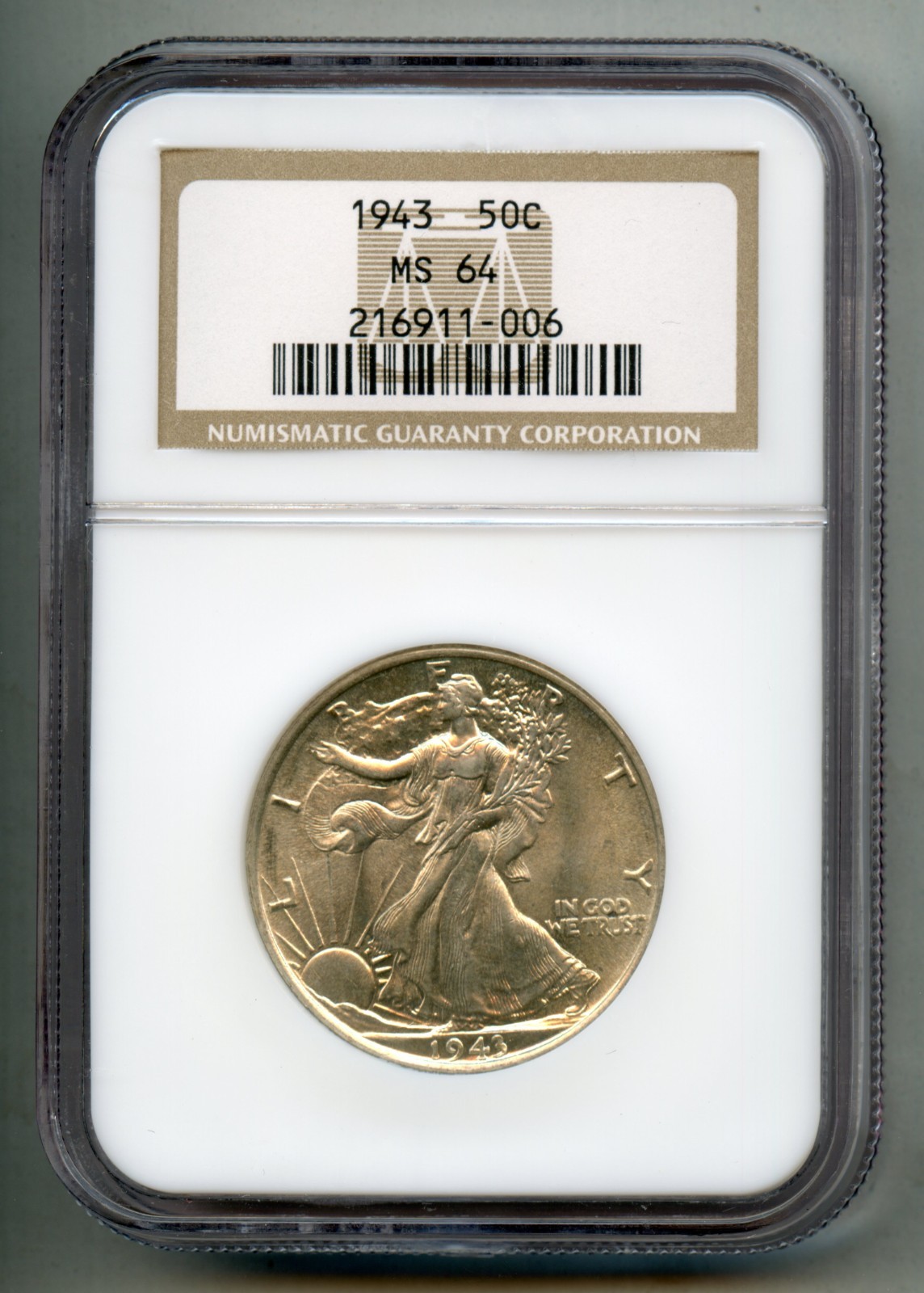 1943 Walking Liberty Silver Half Dollar NGC MS 64