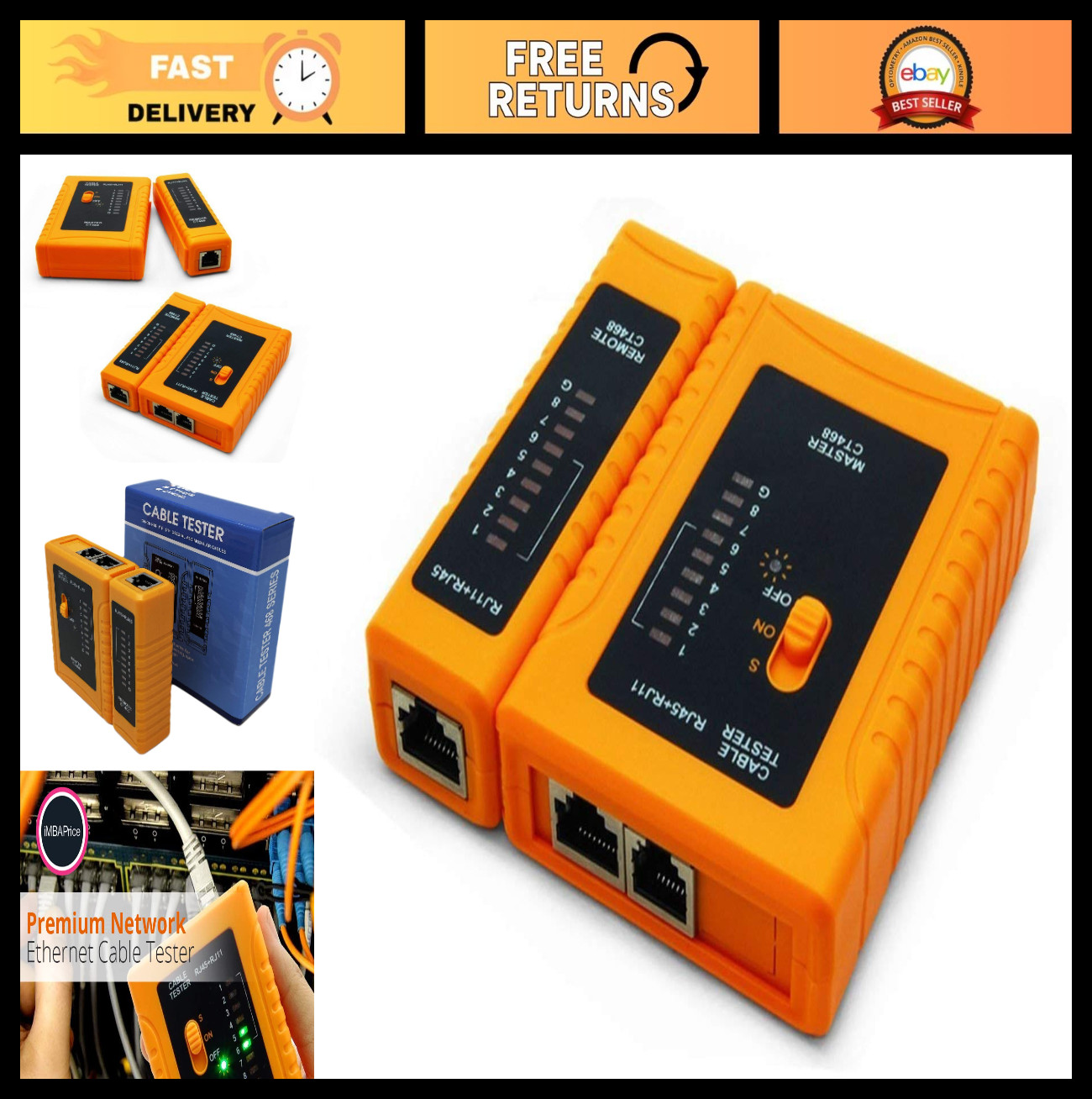 RJ45 Network Cable Tester for LAN, Phone, RJ11/RJ12, CAT5/CAT6/CAT7 UTP Tool
