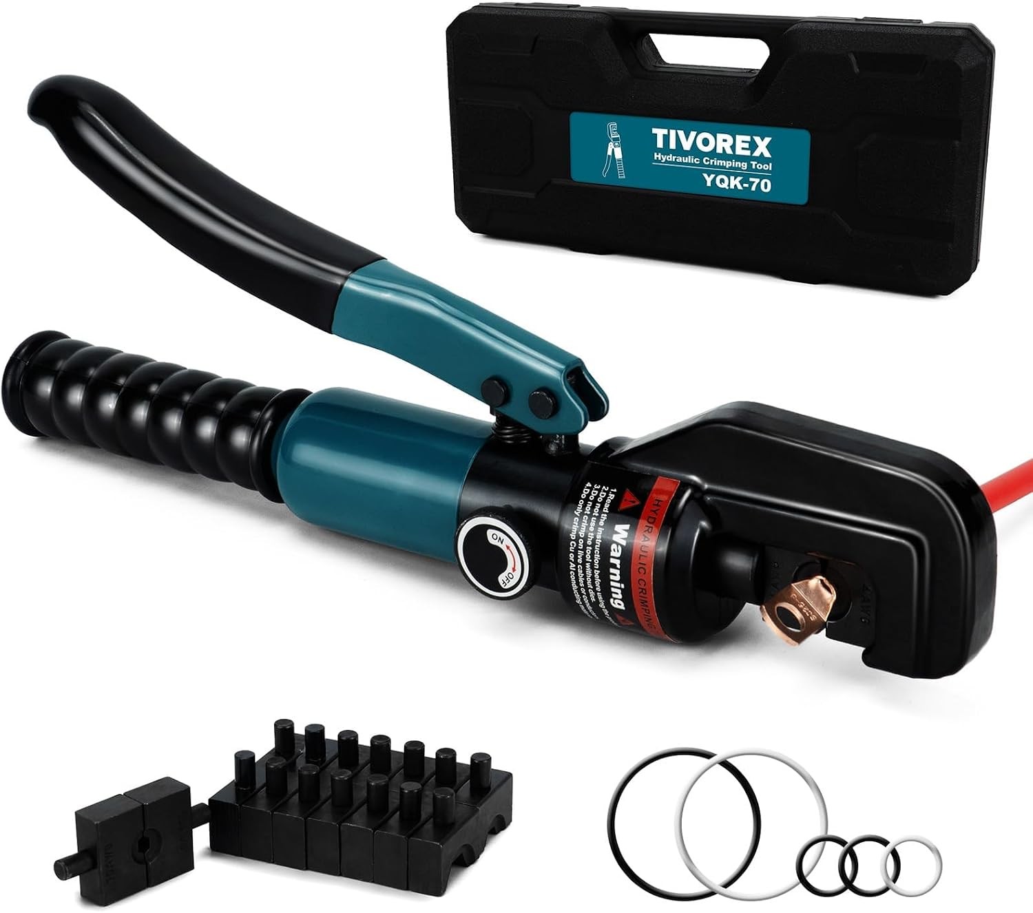 Hydraulic Crimping Tool Kit-12 AWG to 2/0 AWG for Wire Battery Cable Lug, Termin
