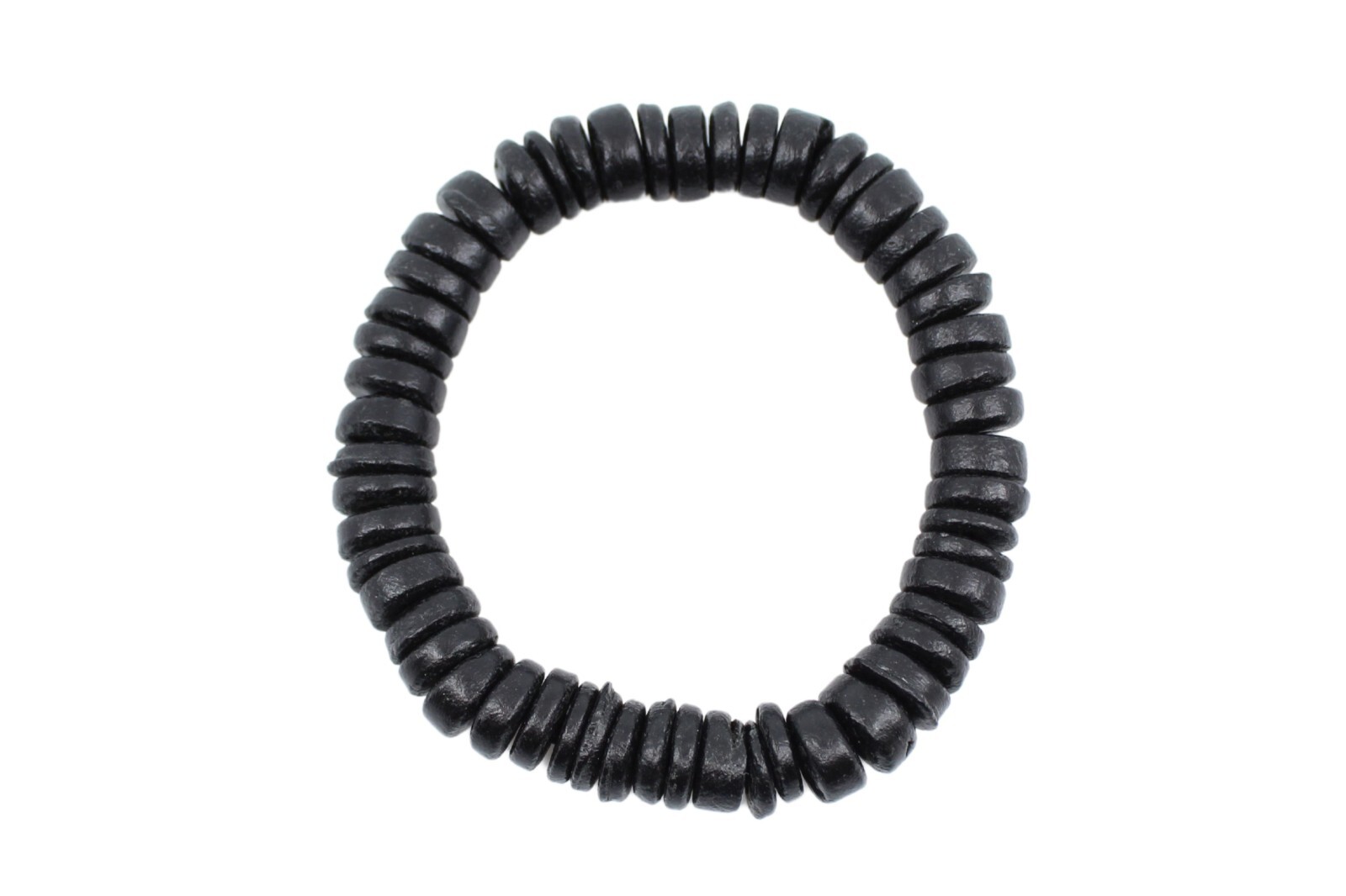 Coconut Shell Bracelet - 7", Black Coconut Shell (Thick), Hawaiian Surfer Style