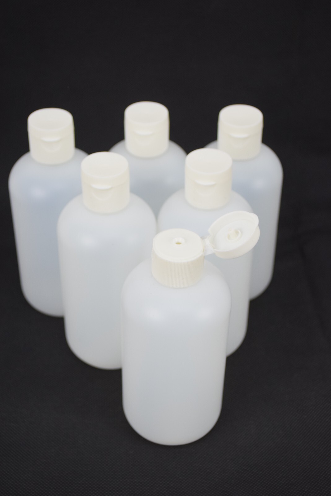 Classic Container  8oz Boston Round 24/410 Natural With Flip Top Lid Lot of 6