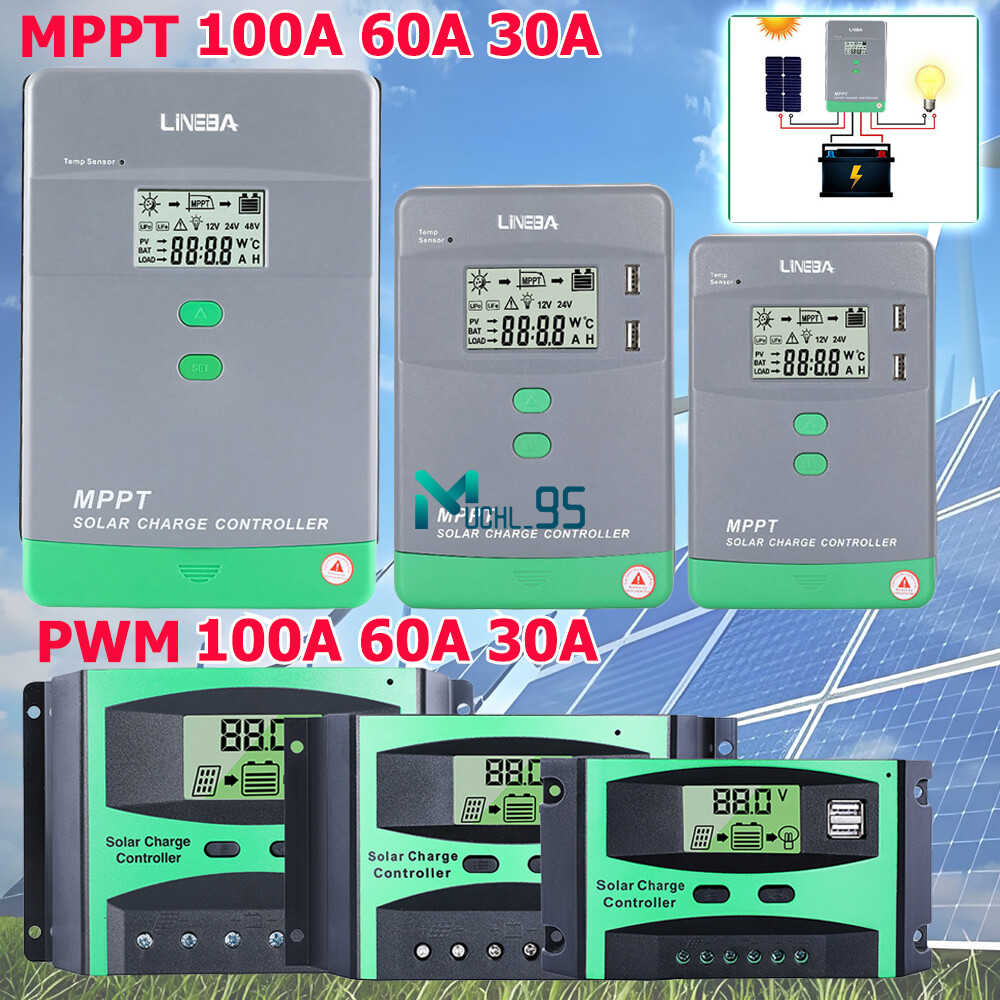 100A MPPT PWM Solar Charge Controller 12V/24V/36V/48V Battery PV Regulator 5200W