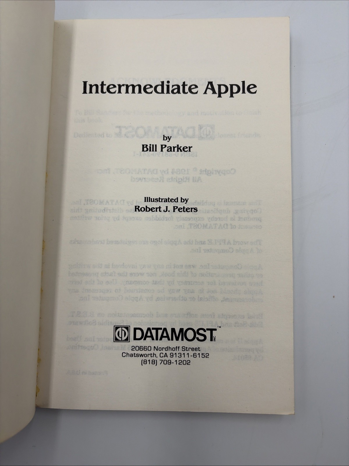 Intermediate Apple by Bill Parker 1984 for Basic Programmer Apple II Computer .