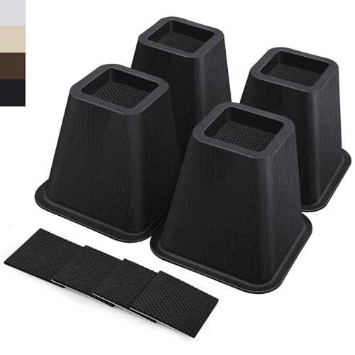6 Inch Heavy Duty Bed Risers, Furniture Risers for Desk, 6 IN - 4 pack Black