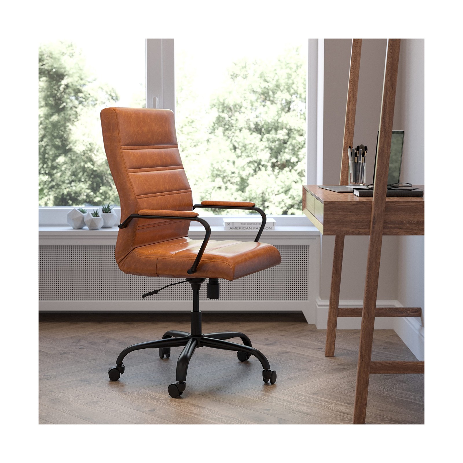 EMMA + OLIVER High Back Black Faux Leather Executive Office Chair | Black Bas...