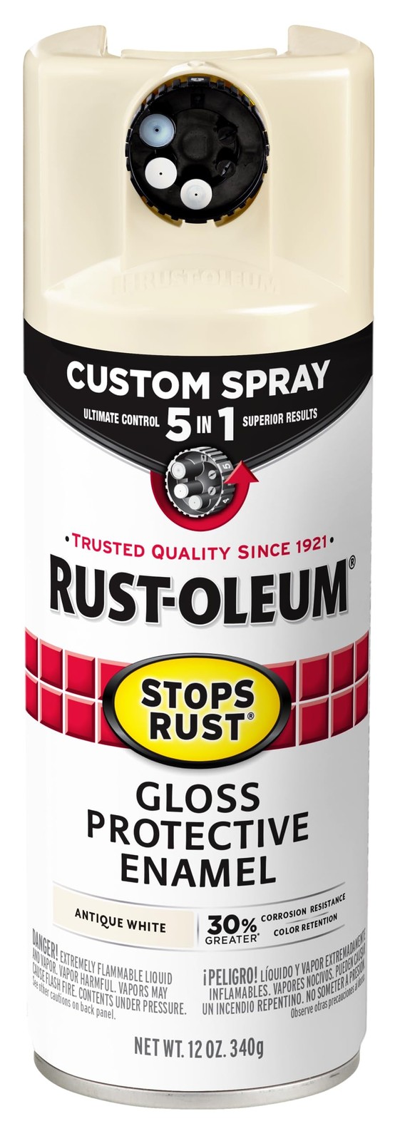 376887 Stops Rust Custom Spray 5 in 1 Spray Paint 12 oz Gloss Antique White