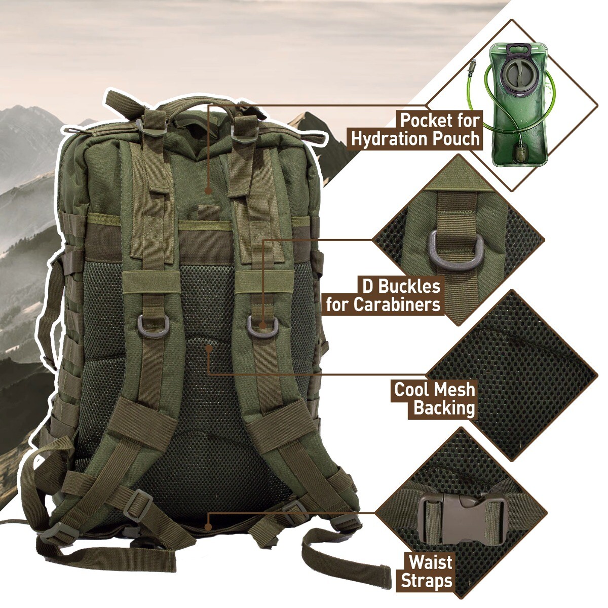 50L Expeditionary Tactical Backpack, Green