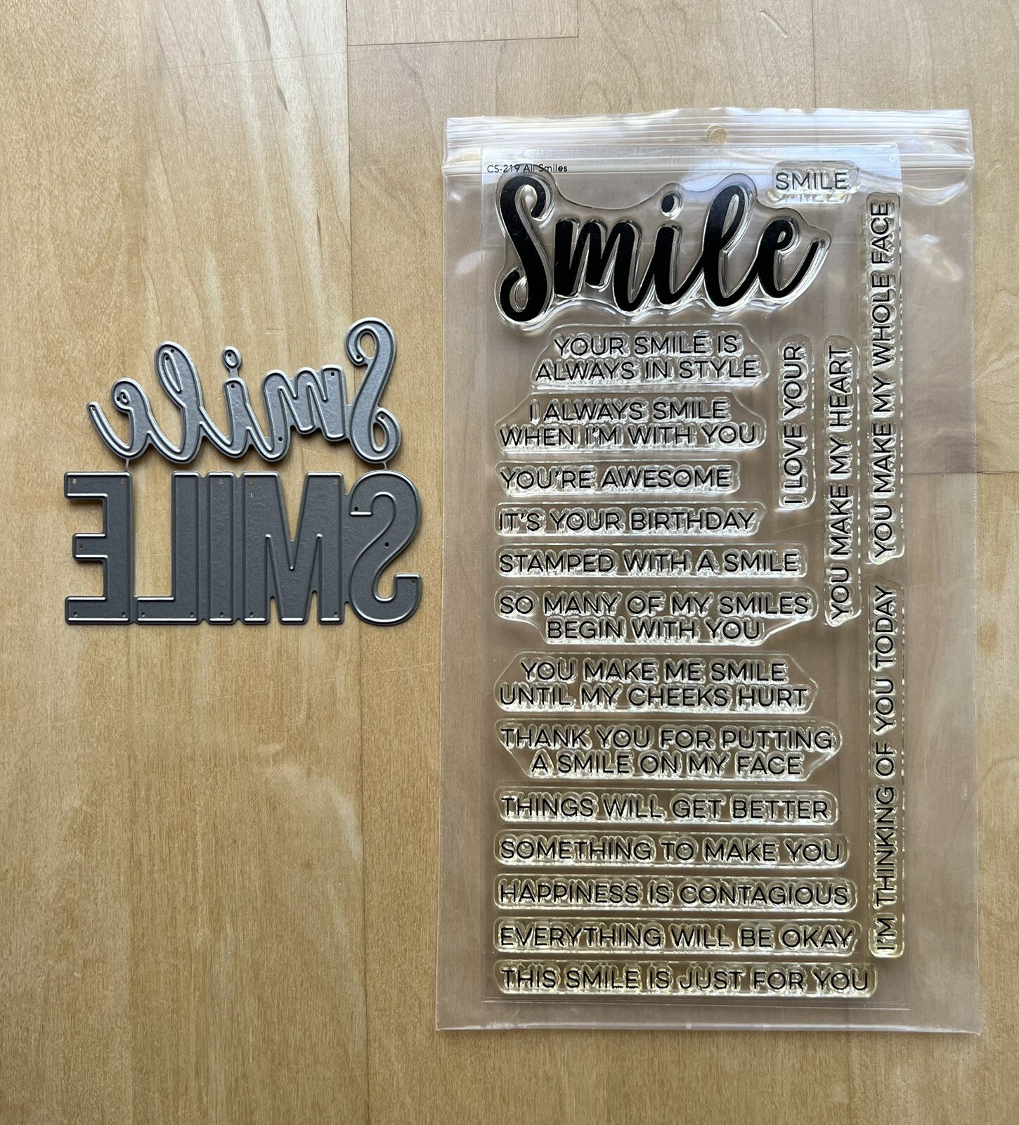 NEW My Favorite Things All Smiles Clear Stamps & 2 Dies CS-219 Smile Bold Script