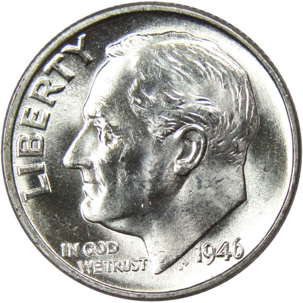1946 Roosevelt Dime BU Uncirculated Mint State 90% Silver 10c US Coin