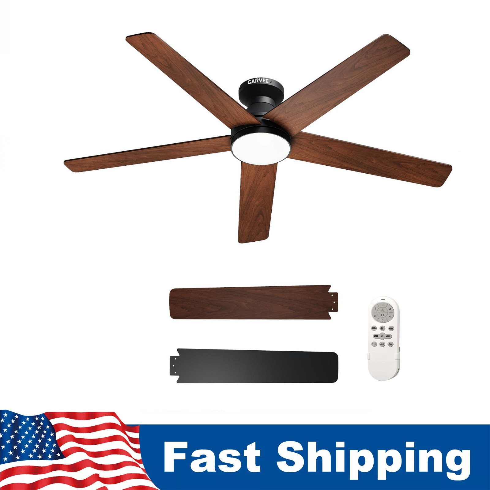 42" / 52" Ceiling Fan with Lights 5 Blade 6 Speed Remote Flush Mount Low Profile