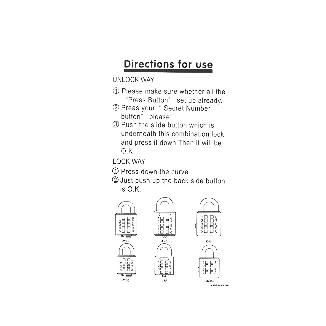 8-Digit Combination Padlock Push Button Lock for Locker Cabinet Blue 2Pcs