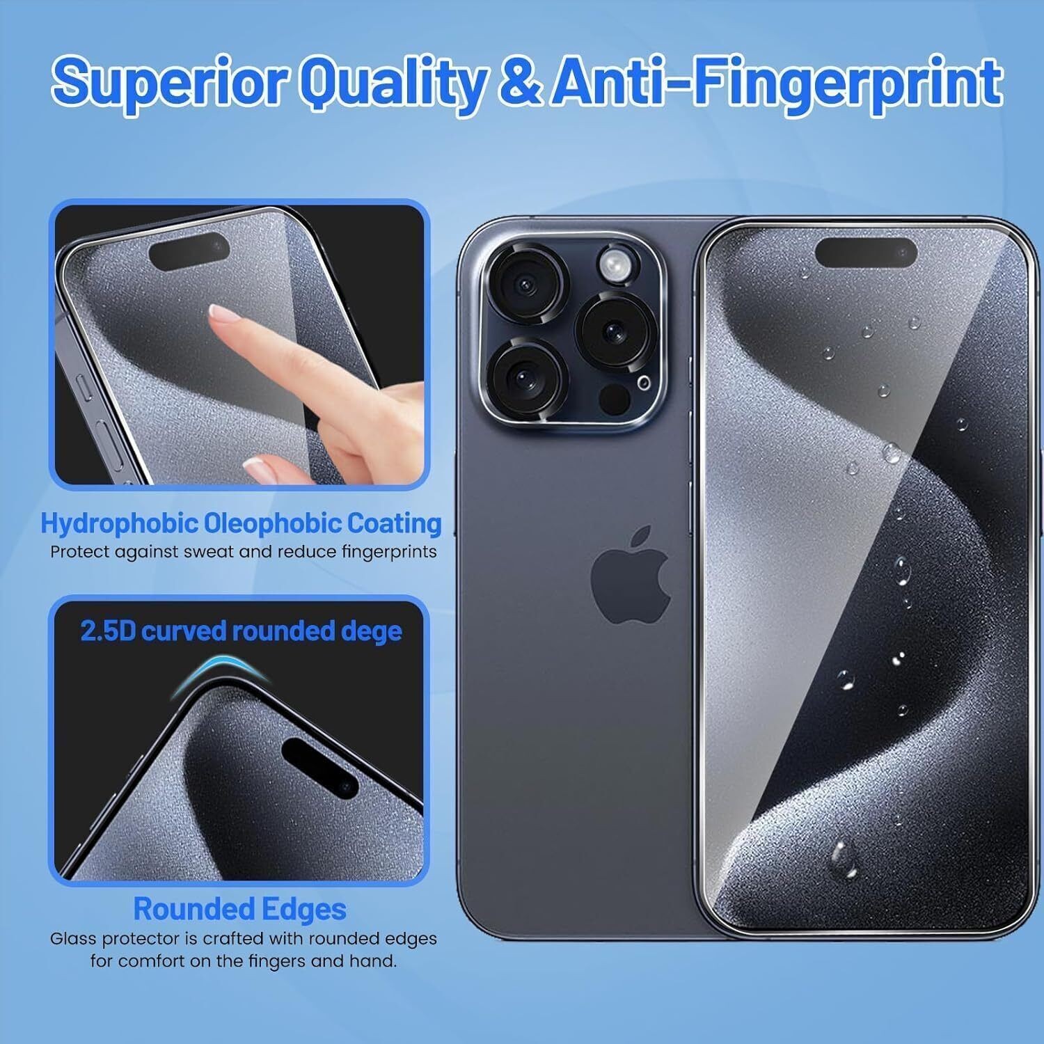 2 Pack Screen Protector Tempered Glass For iPhone 13/14/15/16 Pro Max Plus mini