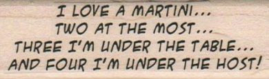 I Love A Martini 1 x 3" Mounted Rubber Stamp, Food and Drink Stamp