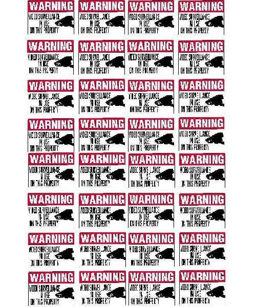 WINDOW WARNING STICKERS FOR HOME SECURITY SYSTEM CAMERAS BUGLAR ALARM IN USE
