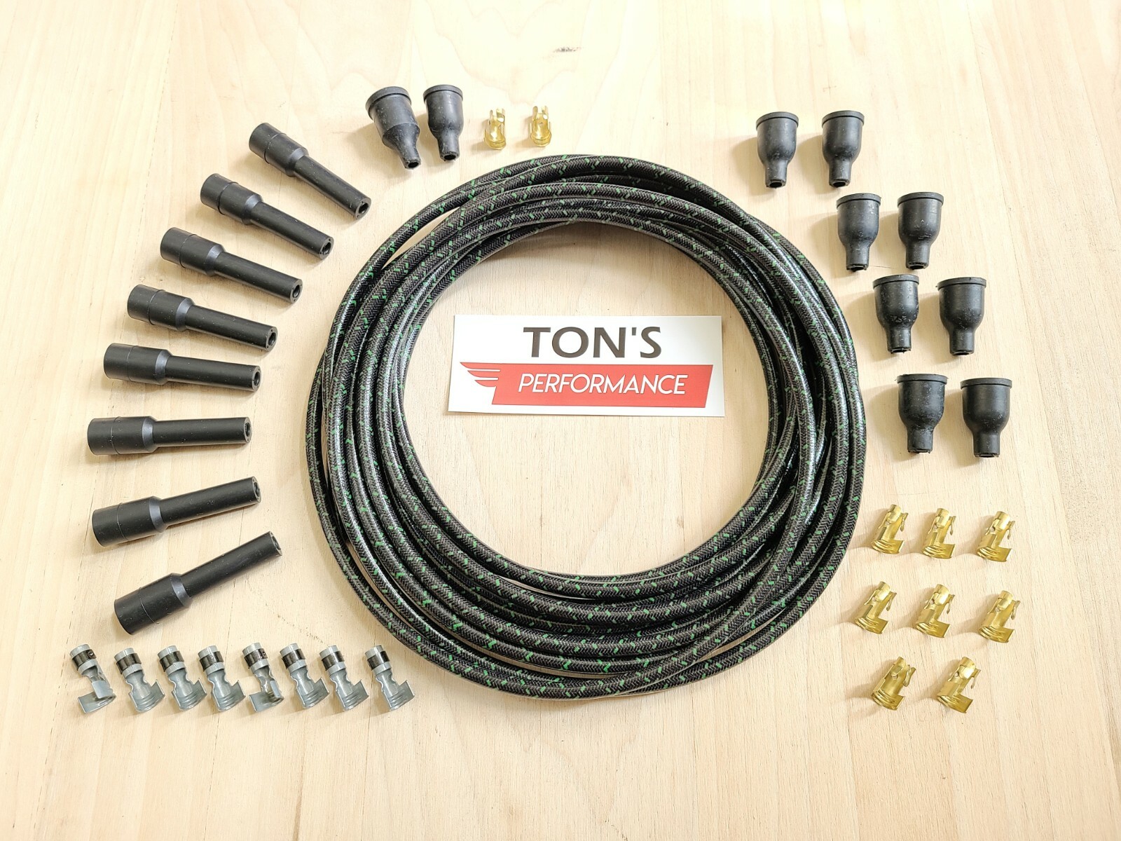 DIY Universal Cloth Covered Spark Plug Wire Kit Set Vintage Wires v6 v8 Black Gr