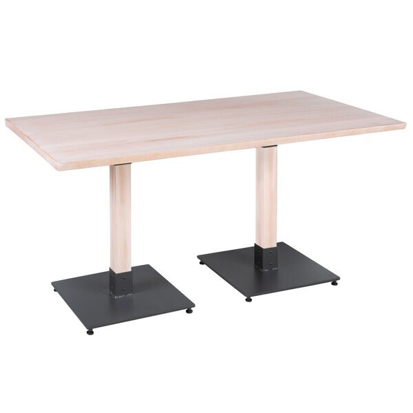30" x 60" Rectangular Solid Wood Live Edge Restaurant Table Top in White Wood