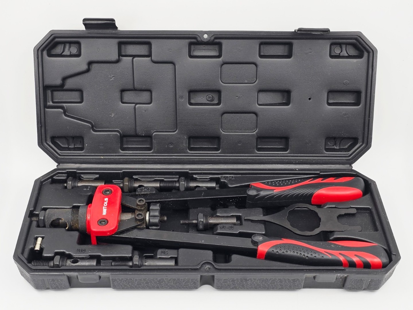 Rivet Nut Tool Kit WETOLS 14-Inch Rivnut Tool Kit with 7 Metric and SAE Mandrels