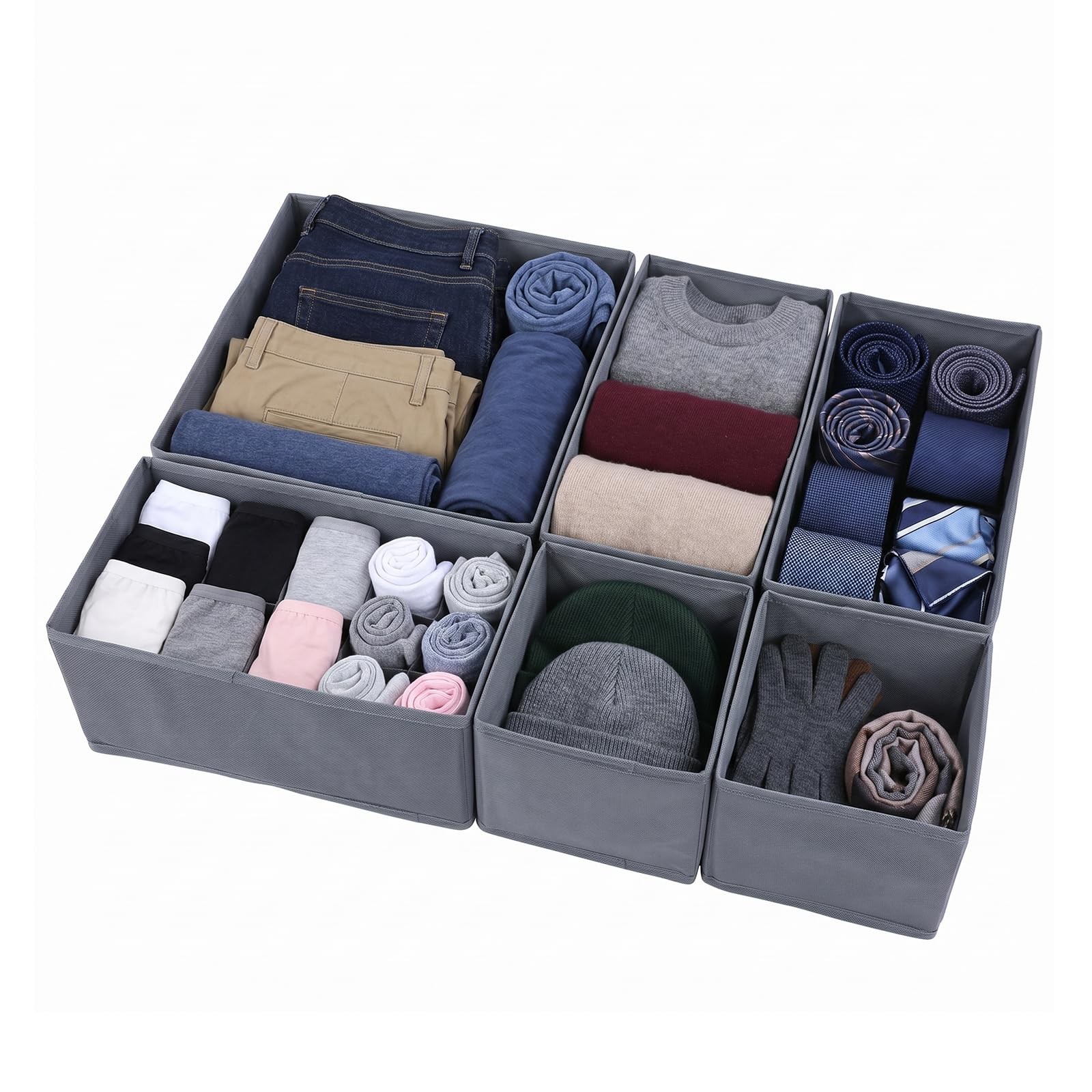 10 Pack Fabric Closet Drawer Organizer Clothes, Various Sizes Foldable Clothe...