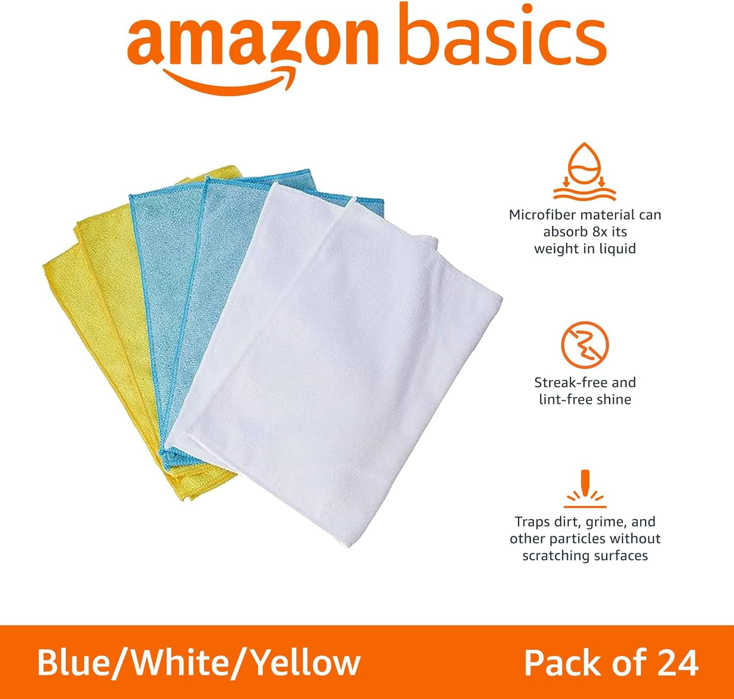 Microfiber Cleaning Cloths, Ultra Absorbent, Lint Free, Streak Free, Non-Abra...