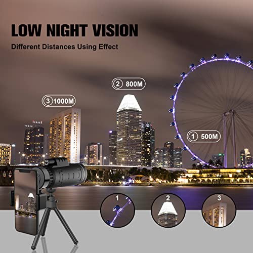 JIASIFU 40X60 HIGH DEFINITION MONOCULAR TELESCOPE SMARTPHONE ADAPTER BLACK
