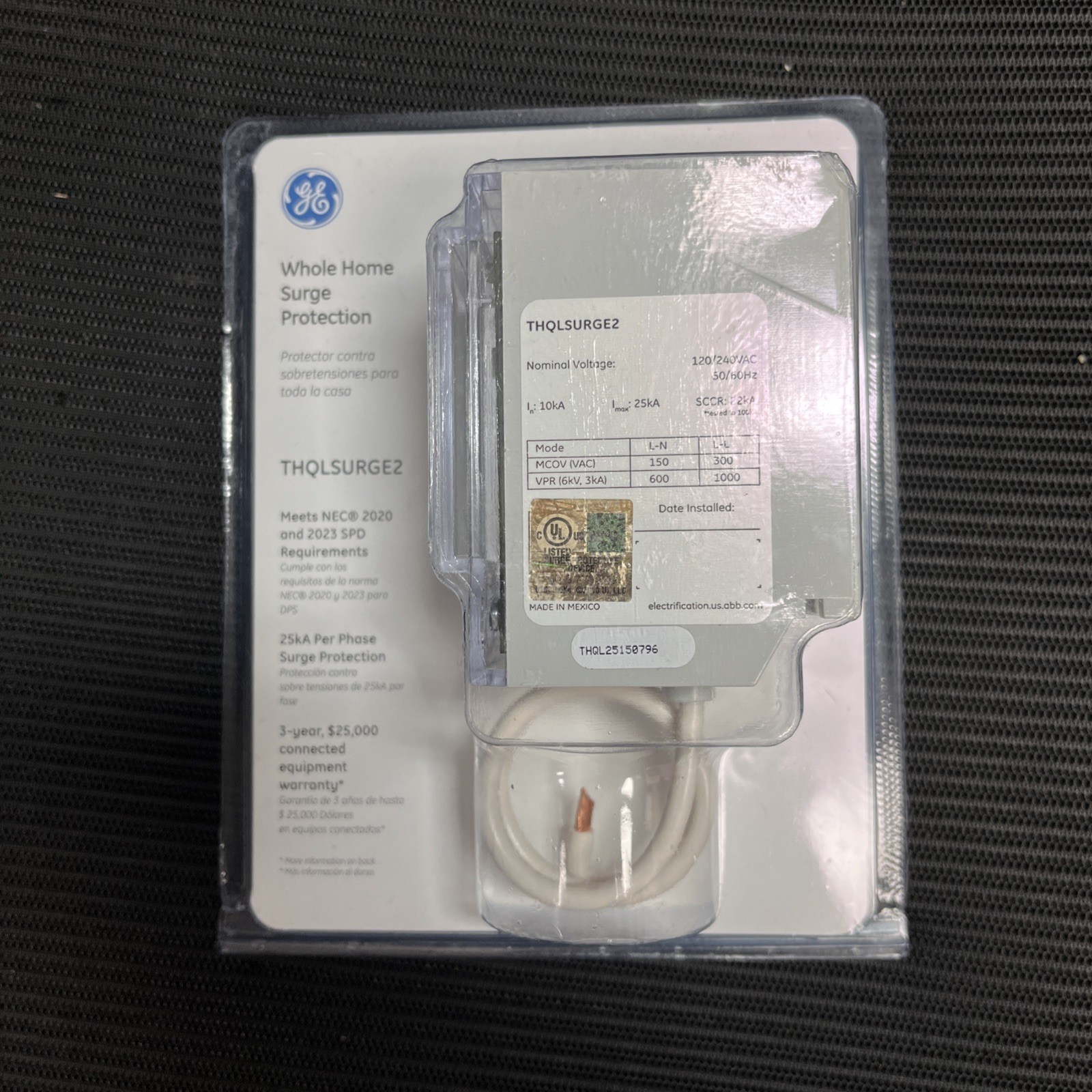 GE/ABB THQLSURGE2 Whole Home 25 kA Panel Mount Surge Protection - NEW