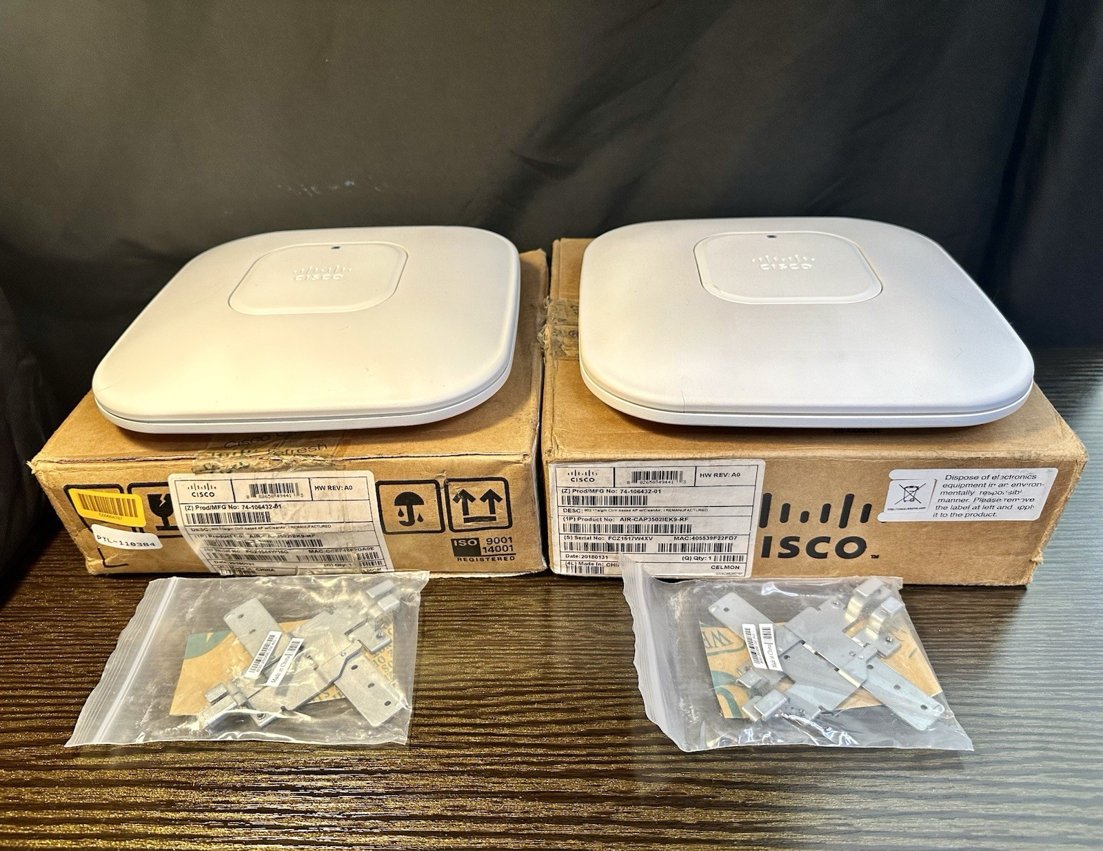 Lot of 2 Cisco AIR-CAP3502I-E-K9 IEEE 802.11a/g/n PoE Wireless Access Point