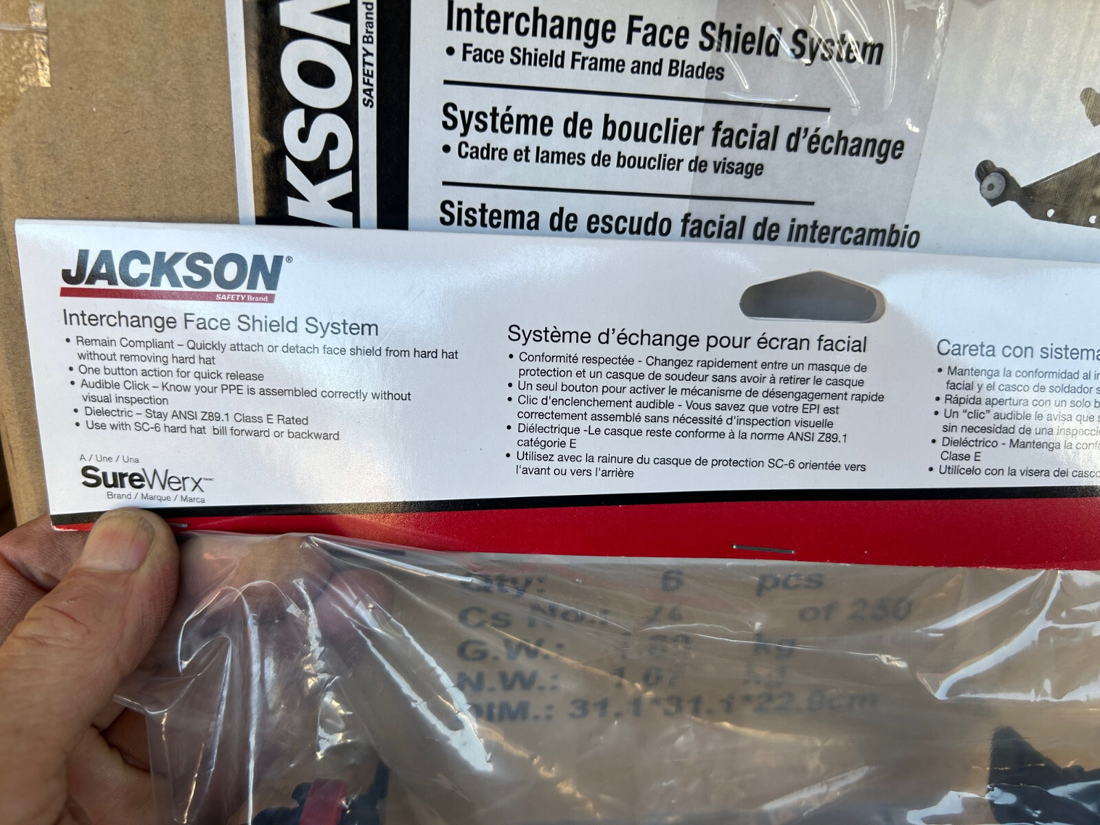 6x Jackson Hard Hat Interchange Face Shield System Frame & Blades 38425 welding
