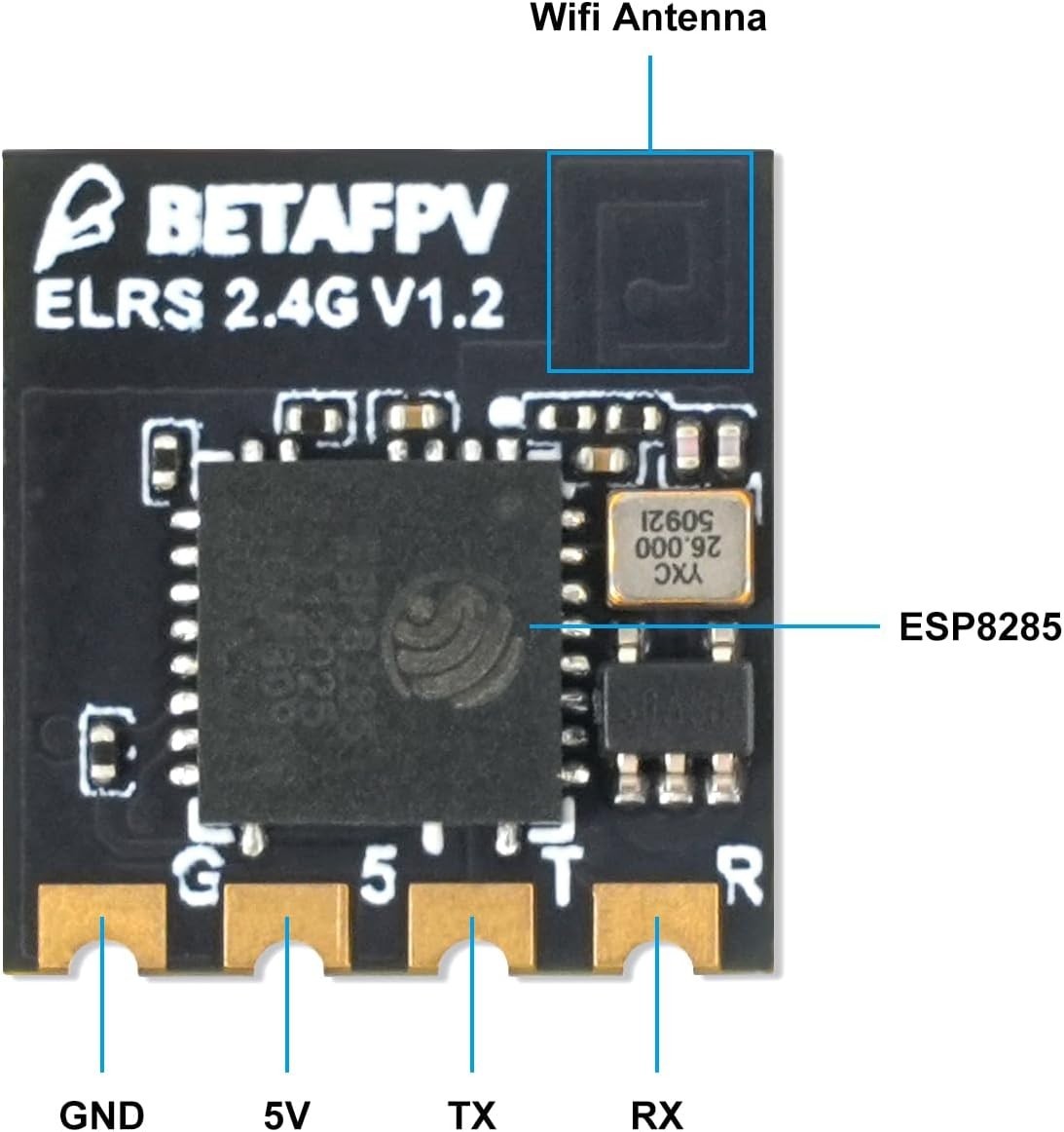 Compact ExpressLRS 2.4G Receiver with Flat Antenna - Optimal for Racing Drones