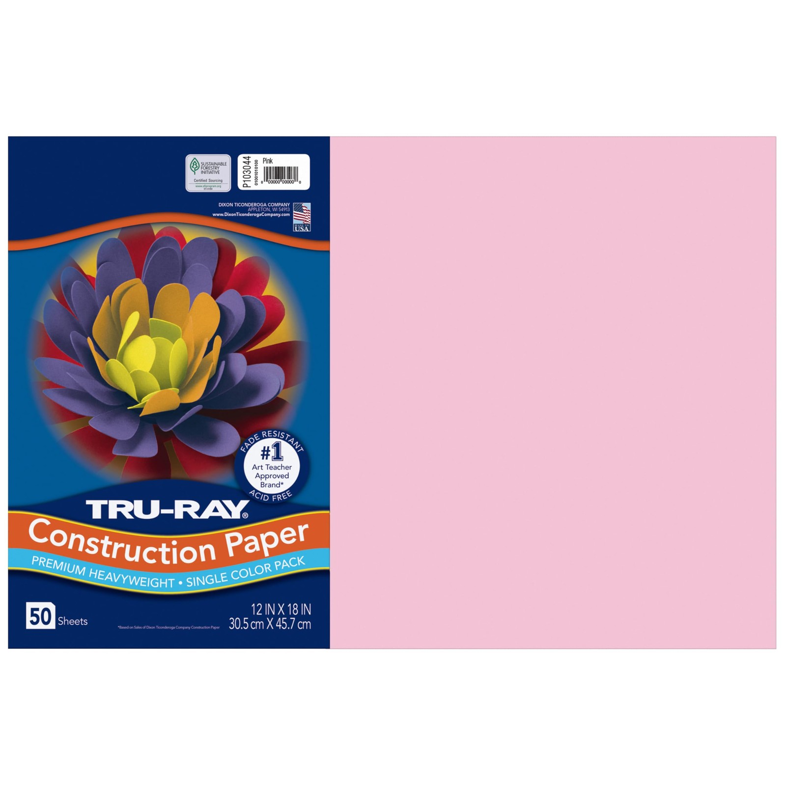 ® Construction Paper 50% Recycled 12" x 18" Pink Pack Of 50