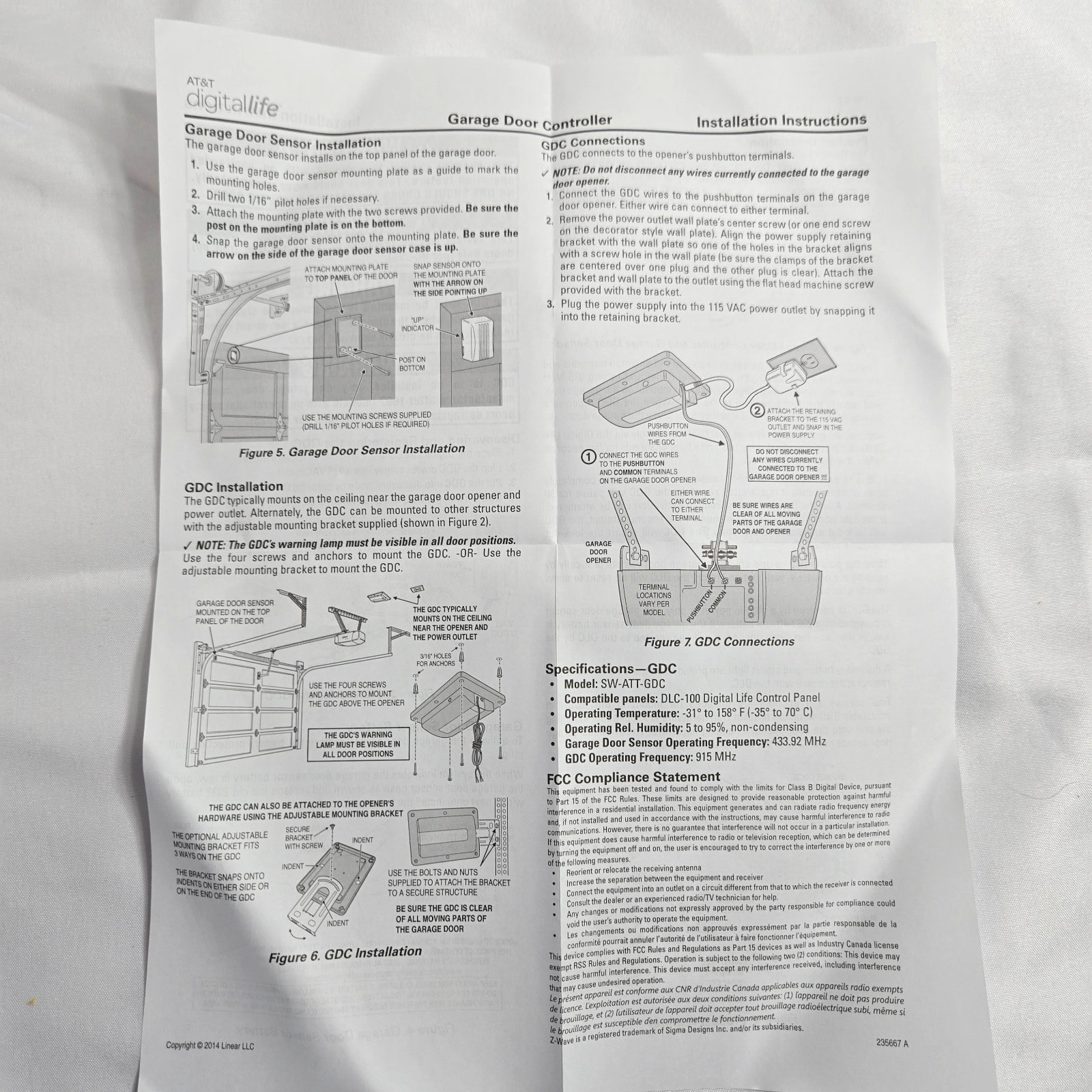 AT&T Digital Life Security Garage Door Controller NOB