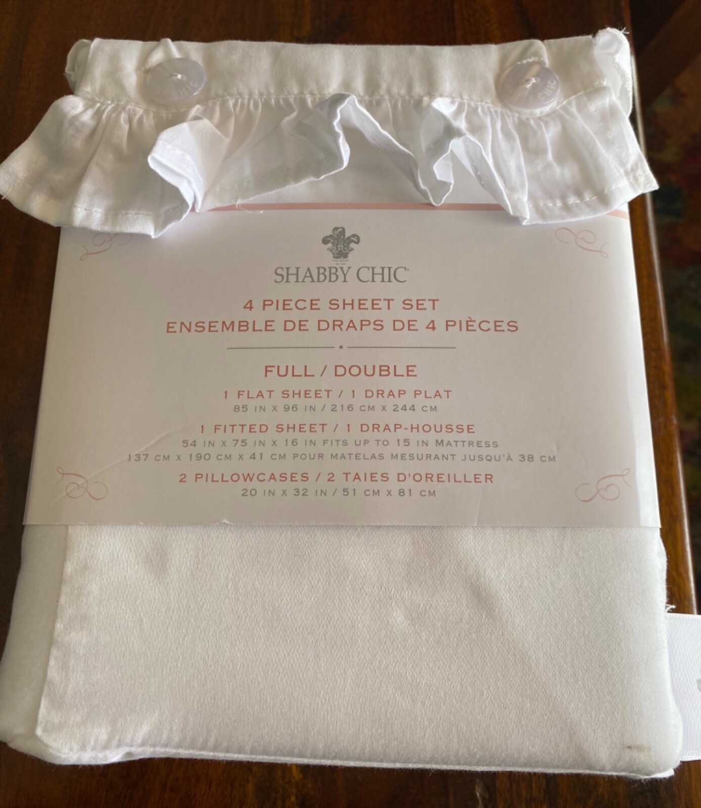 Shabby Chic Full/Double Cream Sheet Set