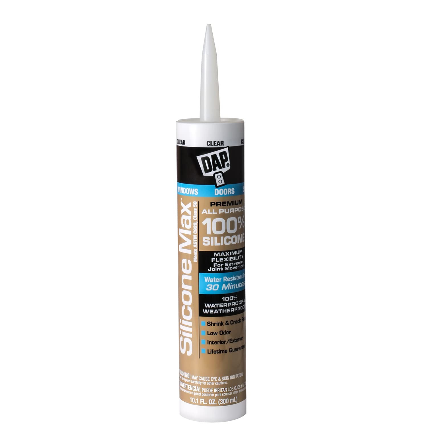 DAP Silicone Max All Purpose Sealant, Clear, 10.1 Oz Oz, White