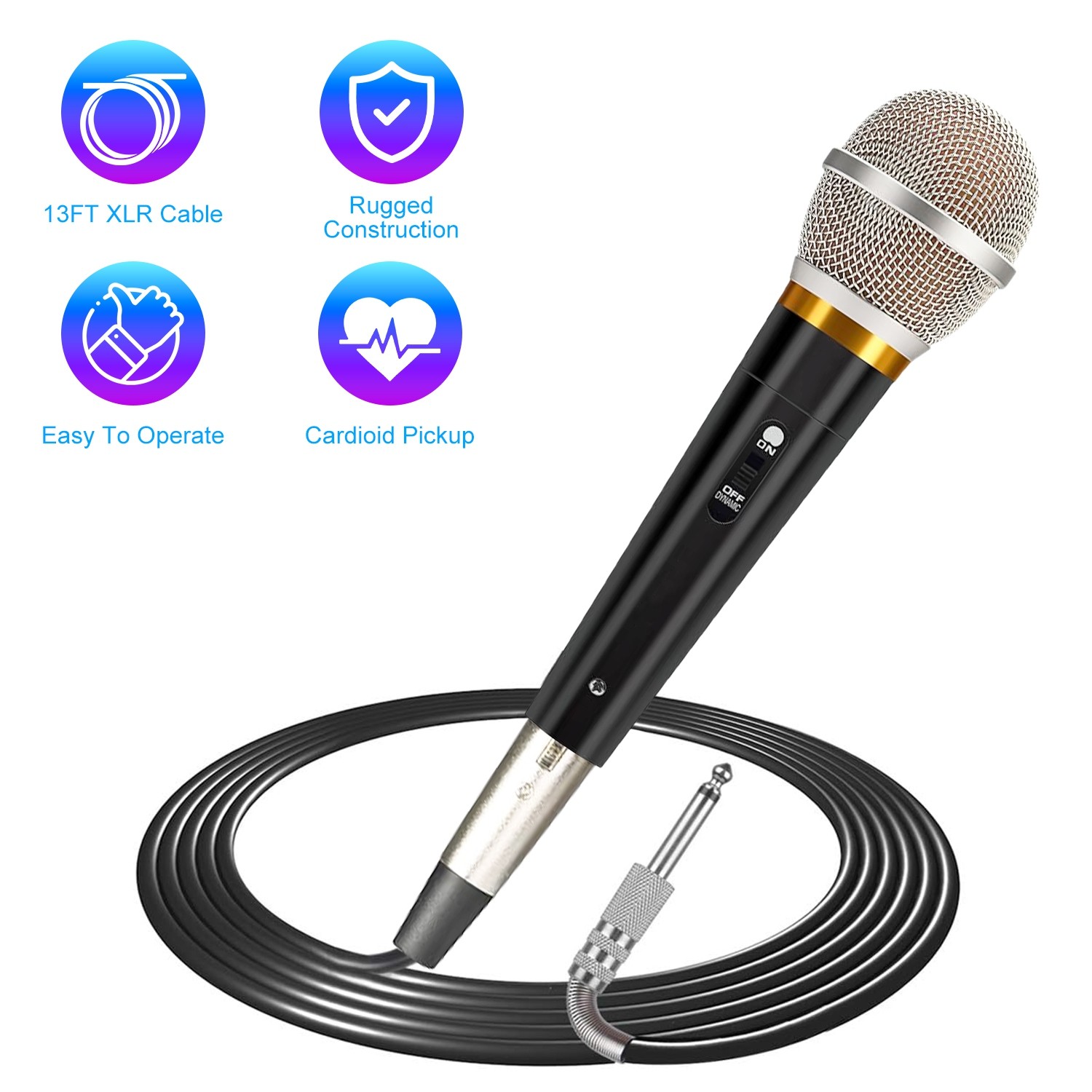 Professional Handheld Dynamic Microphone XLR Connection With On/Off Switch